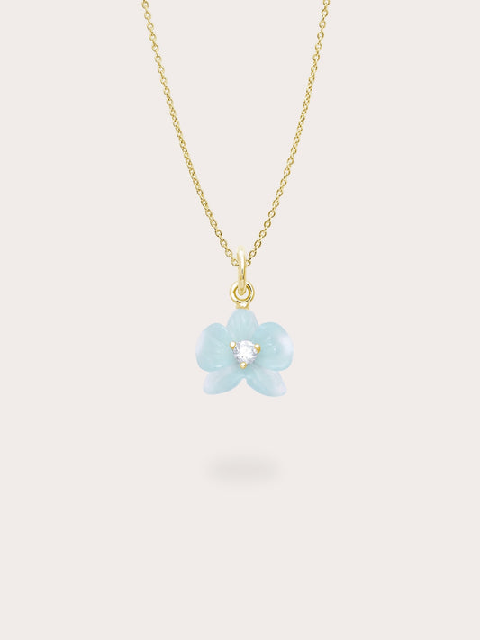 Sky Blue Orchid Necklace Kyanite 18K Gold (1) – Mondays Made Flower & Birthstone Jewelry Singapore