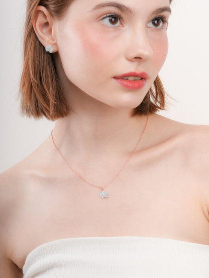 Sky Blue Orchid Necklace 18K Rose Gold (2) – Mondays Made Flower & Birthstone Jewelry Singapore
