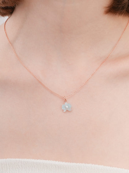 Sky Blue Orchid Necklace 18K Rose Gold (3) – Mondays Made Flower & Birthstone Jewelry Singapore