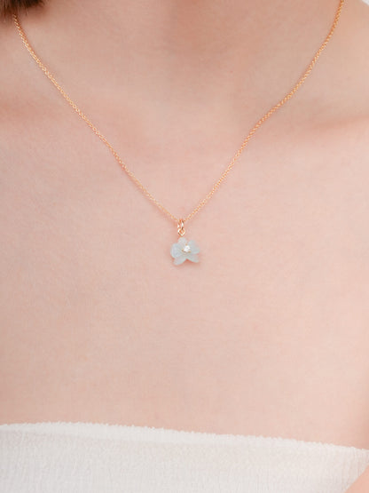 Sky Blue Orchid Necklace 18K Gold (3) – Mondays Made Flower & Birthstone Jewelry Singapore