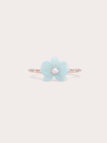 Sky Blue Orchid Ring Kyanite 18K Rose Gold (1) – Mondays Made Flower & Birthstone Jewelry Singapore