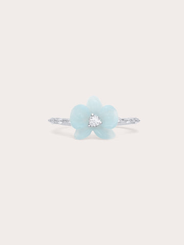 Sky Blue Orchid Ring Kyanite S925 Silver Rhodium (1) – Mondays Made Flower & Birthstone Jewelry Singapore