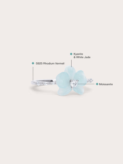Sky Blue Orchid Ring Kyanite S925 Silver Rhodium (3) – Mondays Made Flower & Birthstone Jewelry Singapore