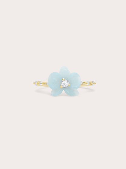 Sky Blue Orchid Ring Kyanite 18K Gold (1) – Mondays Made Flower & Birthstone Jewelry Singapore