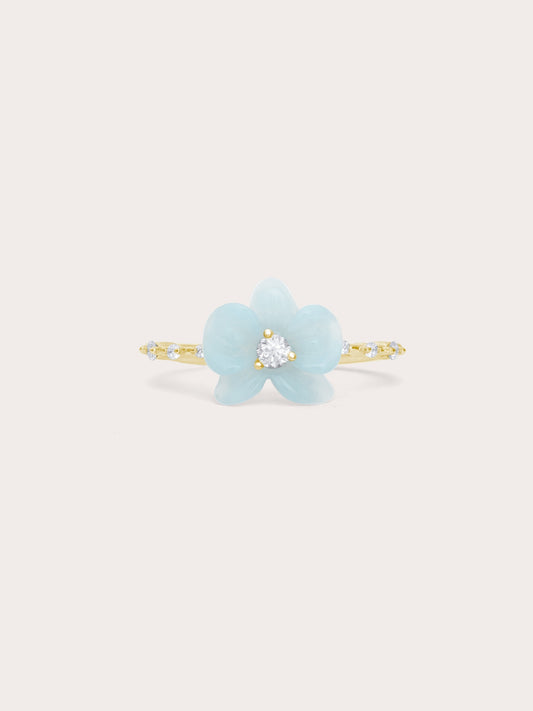 Sky Blue Orchid Ring Kyanite 18K Gold (1) – Mondays Made Flower & Birthstone Jewelry Singapore