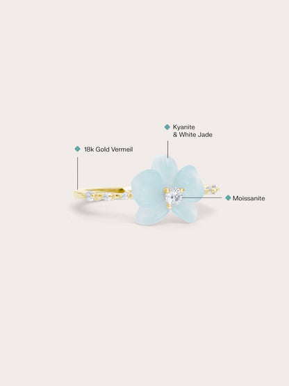 Sky Blue Orchid Ring Kyanite 18K Gold (3) – Mondays Made Flower & Birthstone Jewelry Singapore