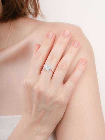 Sky Blue Orchid Ring 18K Rose Gold (1) – Mondays Made Flower & Birthstone Jewelry Singapore
