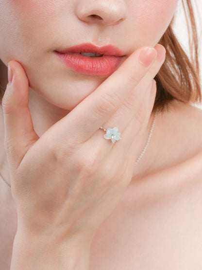 Sky Blue Orchid Ring S925 Silver Rhodium (2) – Mondays Made Flower & Birthstone Jewelry Singapore