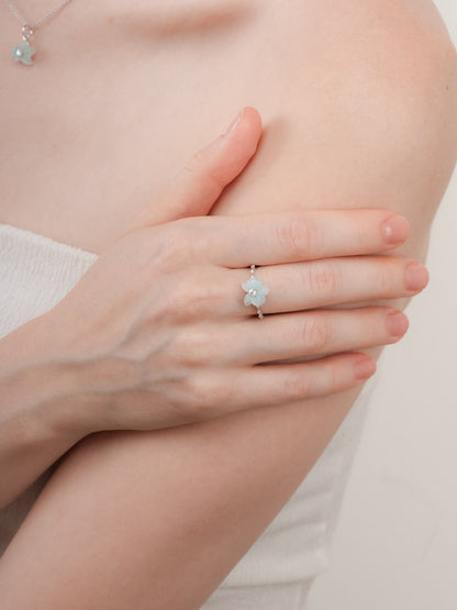 Sky Blue Orchid Ring S925 Silver Rhodium (3) – Mondays Made Flower & Birthstone Jewelry Singapore