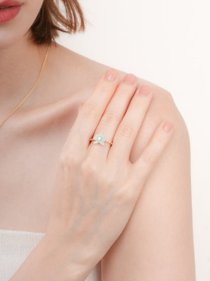 Sky Blue Orchid Ring 18K Gold (1) – Mondays Made Flower & Birthstone Jewelry Singapore