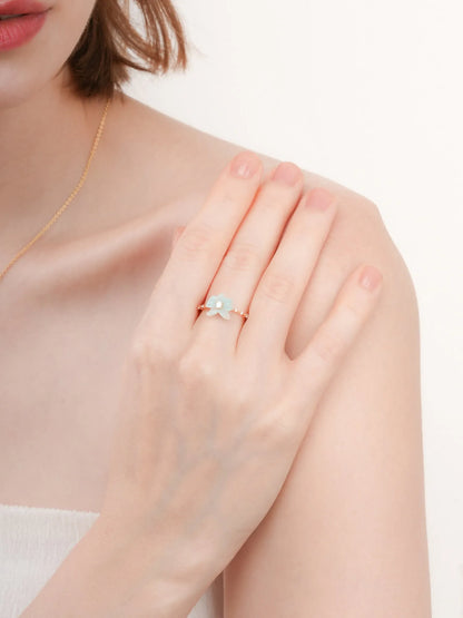 Sky Blue Orchid Ring