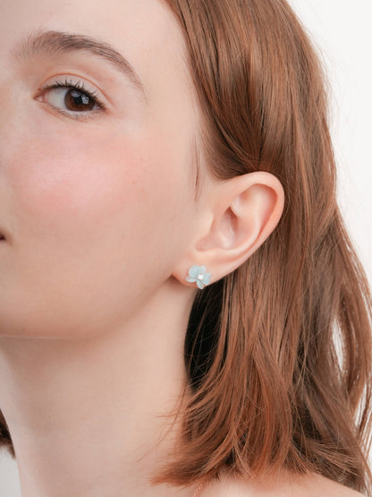 Sky Blue Orchid Stud Earrings 18K Rose Gold (2) – Mondays Made Flower & Birthstone Jewelry Singapore