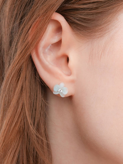 Sky Blue Orchid Stud Earrings S925 Silver Rhodium (1) – Mondays Made Flower & Birthstone Jewelry Singapore