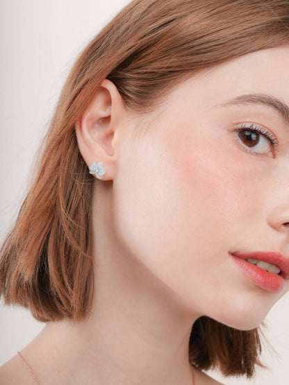 Sky Blue Orchid Stud Earrings S925 Silver Rhodium (2) – Mondays Made Flower & Birthstone Jewelry Singapore