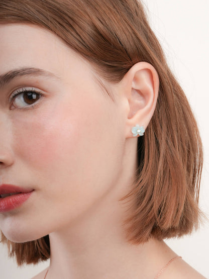 Sky Blue Orchid Stud Earrings 18K Gold (2) – Mondays Made Flower & Birthstone Jewelry Singapore