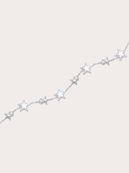 Sky Fullof Stars Bracelet S925 Silver Rhodium Mother of Pearl – Mondays Made Flower & Birthstone Jewelry Singapore