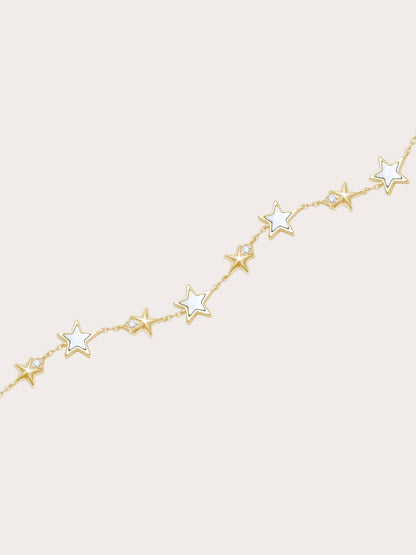 Sky Fullof Stars Bracelet 18K Gold Mother of Pearl – Mondays Made Flower & Birthstone Jewelry Singapore