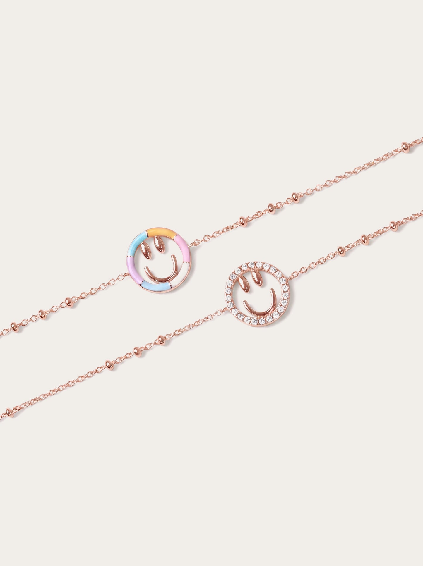 Smiley Face Bracelet - Reversible Enamel Moissanite