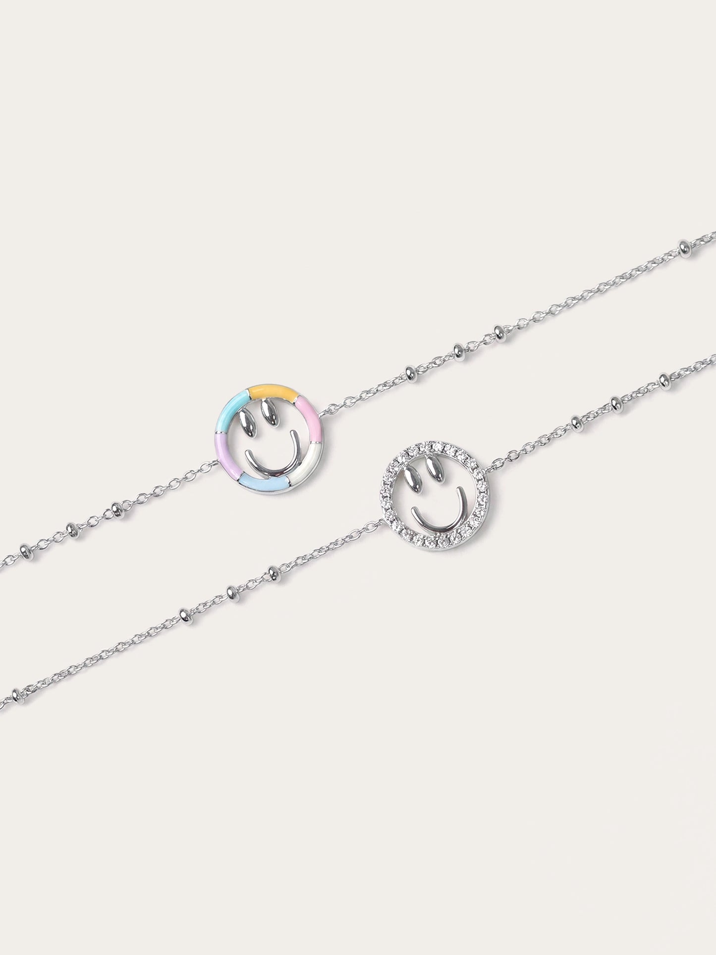 Smiley Face Bracelet - Reversible Enamel Moissanite