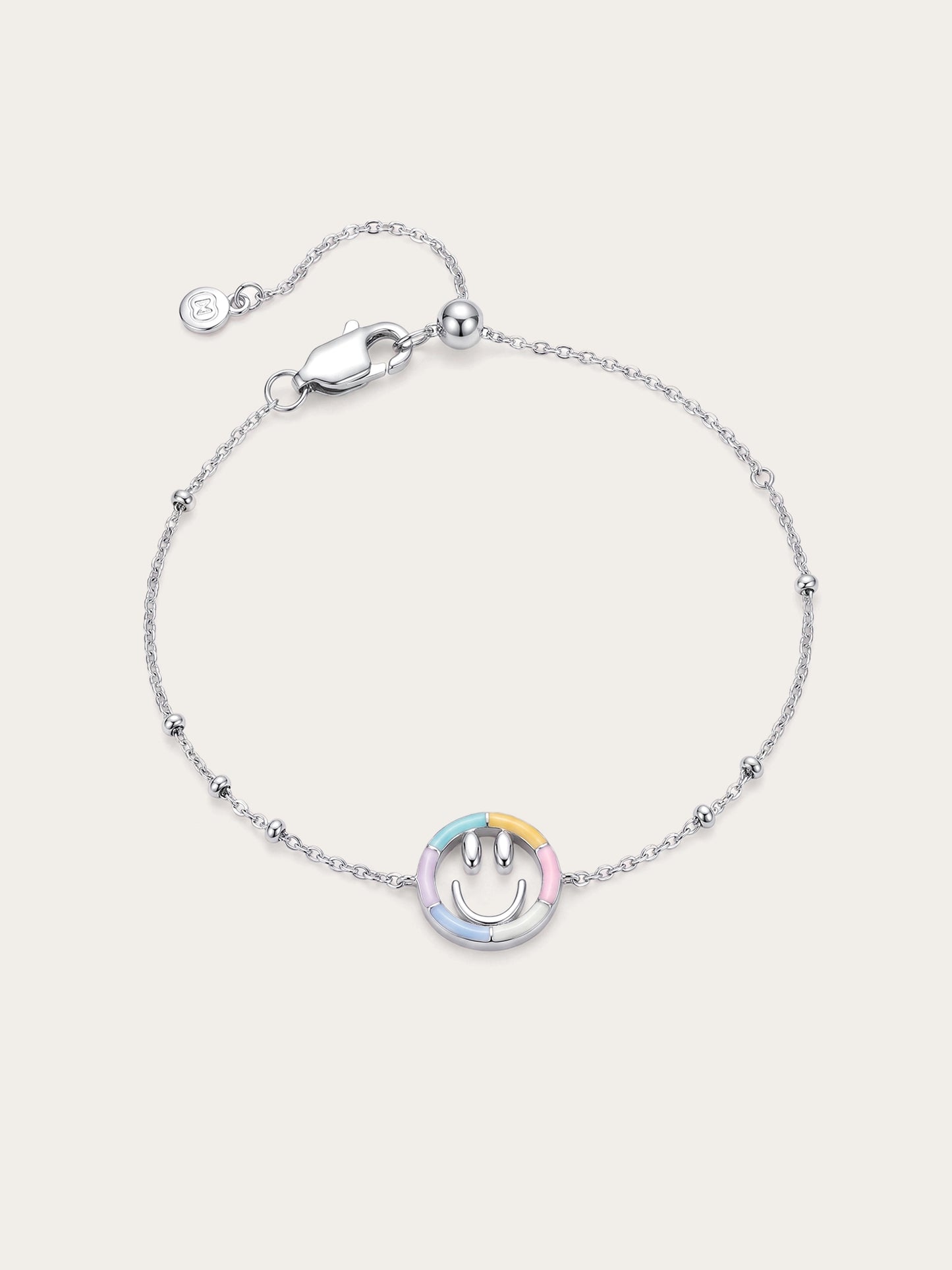 Smiley Face Bracelet - Reversible Enamel Moissanite