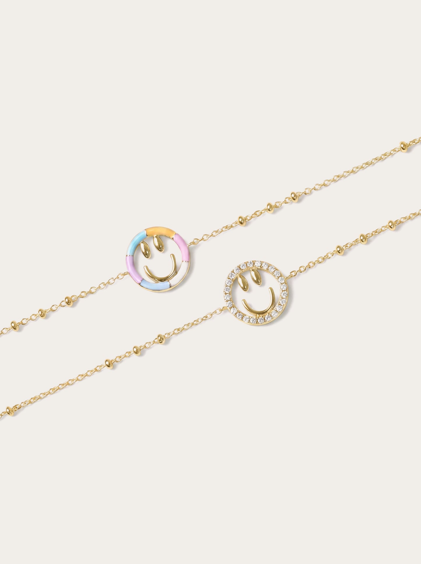 Smiley Face Bracelet - Reversible Enamel Moissanite