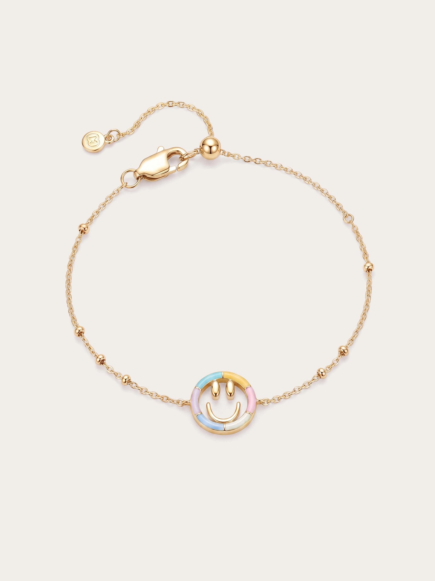 Smiley Face Bracelet - Reversible Enamel Moissanite