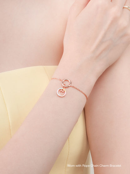 Smiley Face Charm Reversible Enamel Moissanite 18K Rose Gold Worn With – Mondays Made Flower & Birthstone Jewelry Singapore