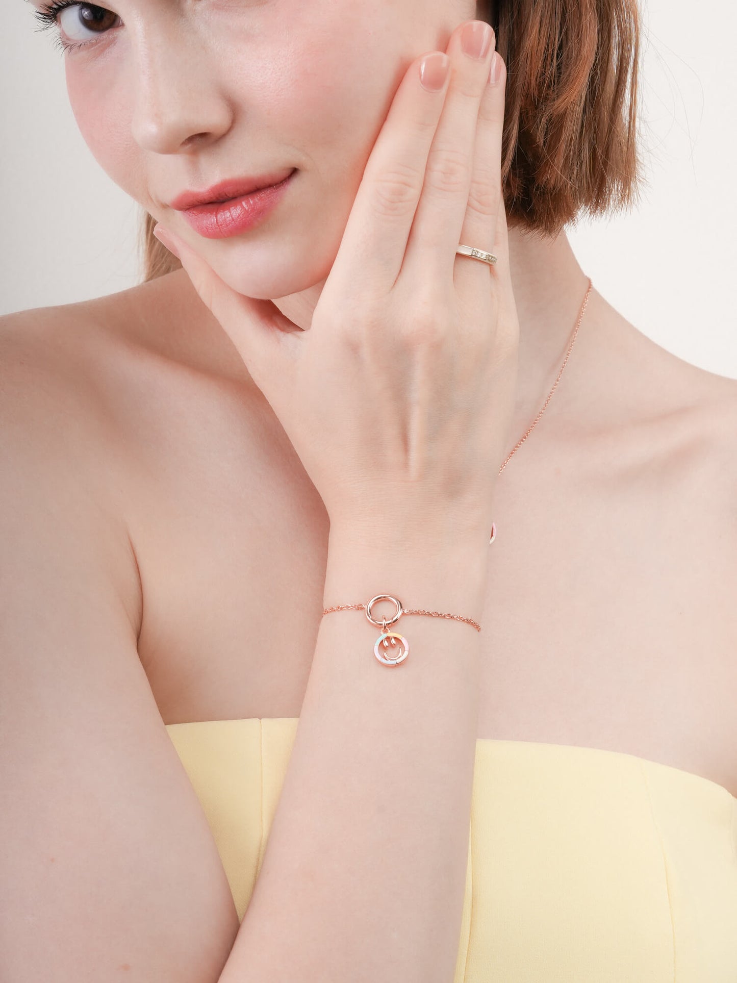 Smiley Face Charm - Reversible Enamel Moissanite
