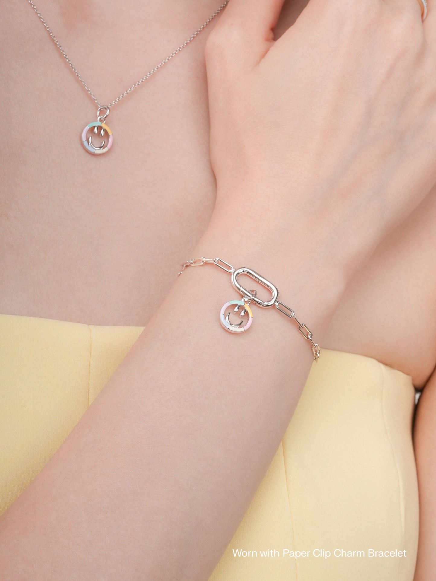 Smiley Face Charm - Reversible Enamel Moissanite