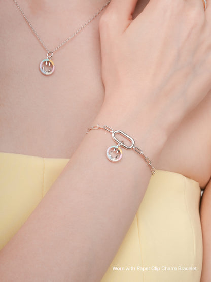 Smiley Face Charm Reversible Enamel Moissanite S925 Silver Rhodium Worn With – Mondays Made Flower & Birthstone Jewelry Singapore