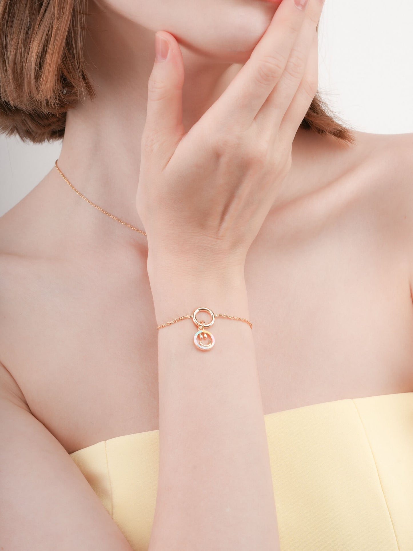 Smiley Face Charm - Reversible Enamel Moissanite