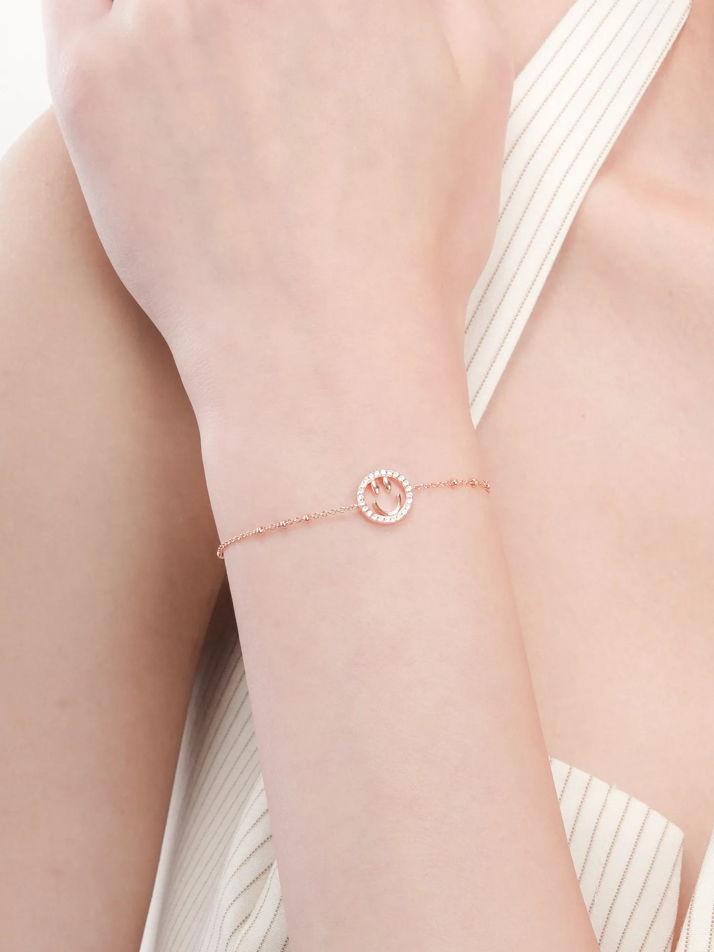 Smiley Face Bracelet - Reversible Enamel Moissanite