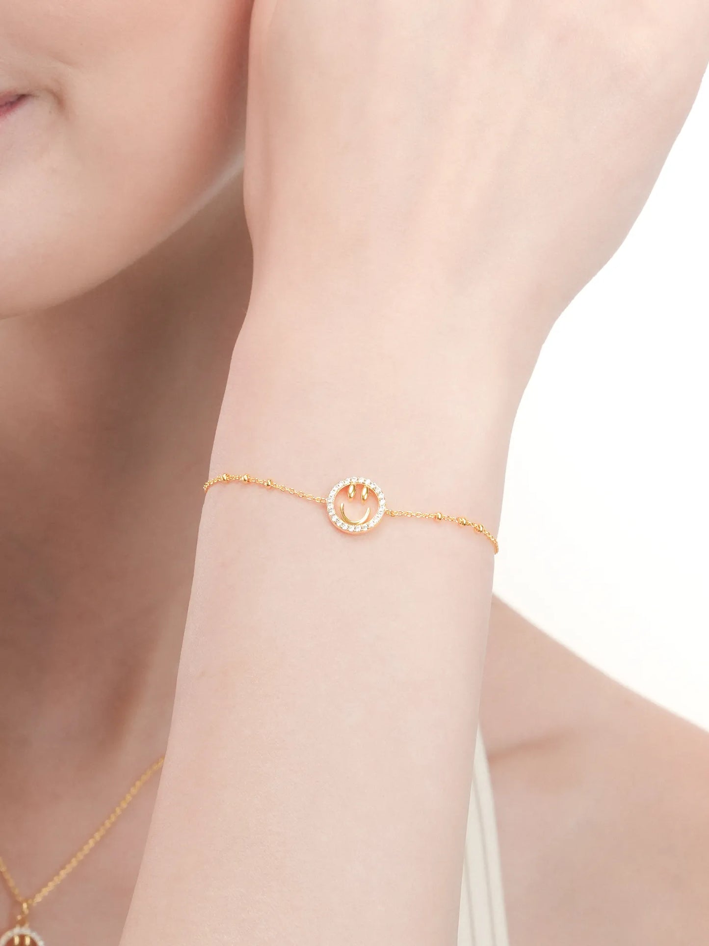 Smiley Face Bracelet - Reversible Enamel Moissanite