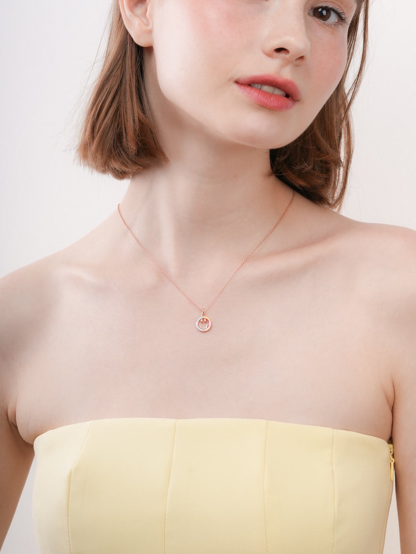 Smiley Face Necklace - Reversible Enamel Moissanite