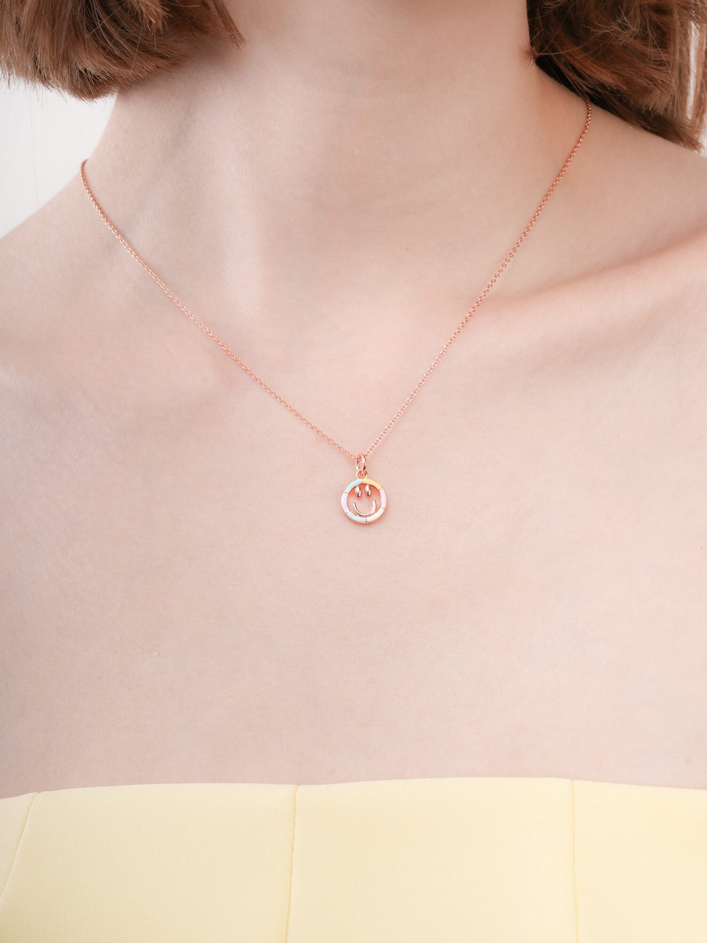 Smiley Face Necklace - Reversible Enamel Moissanite
