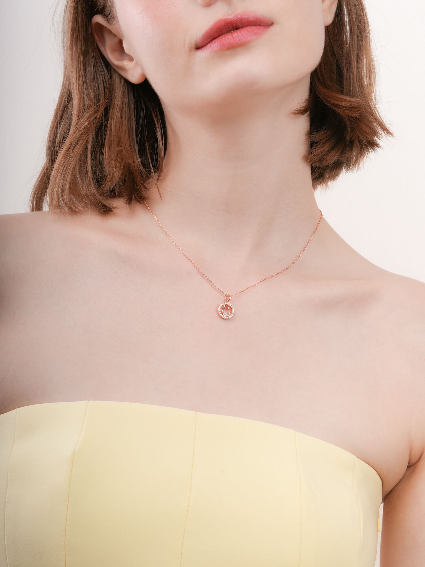 Smiley Face Necklace - Reversible Enamel Moissanite