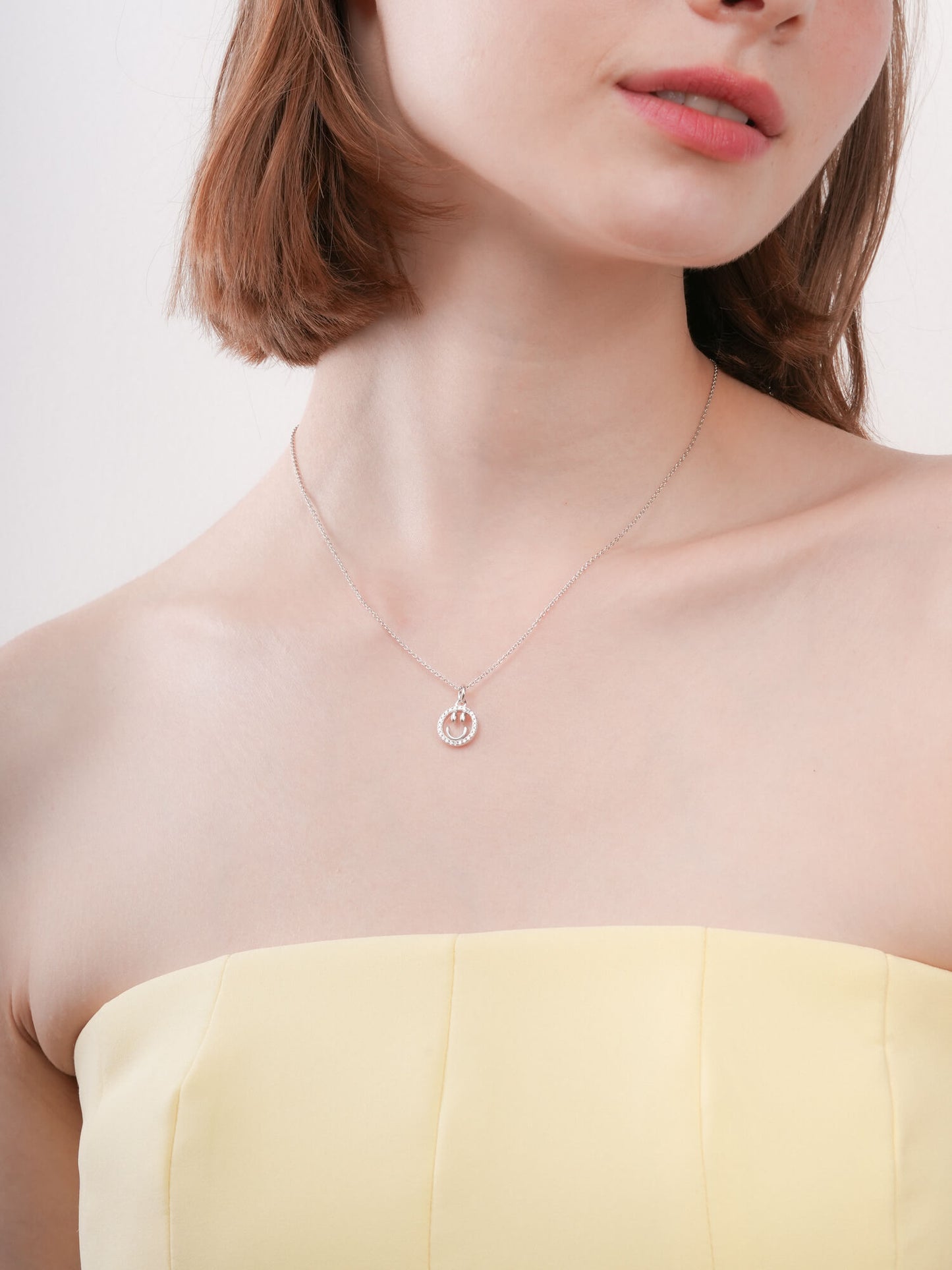 Smiley Face Necklace - Reversible Enamel Moissanite