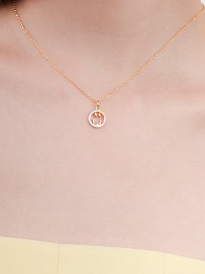 Smiley Necklace Reversible Enamel Moissanite 18K Gold (2) – Mondays Made Flower & Birthstone Jewelry Singapore