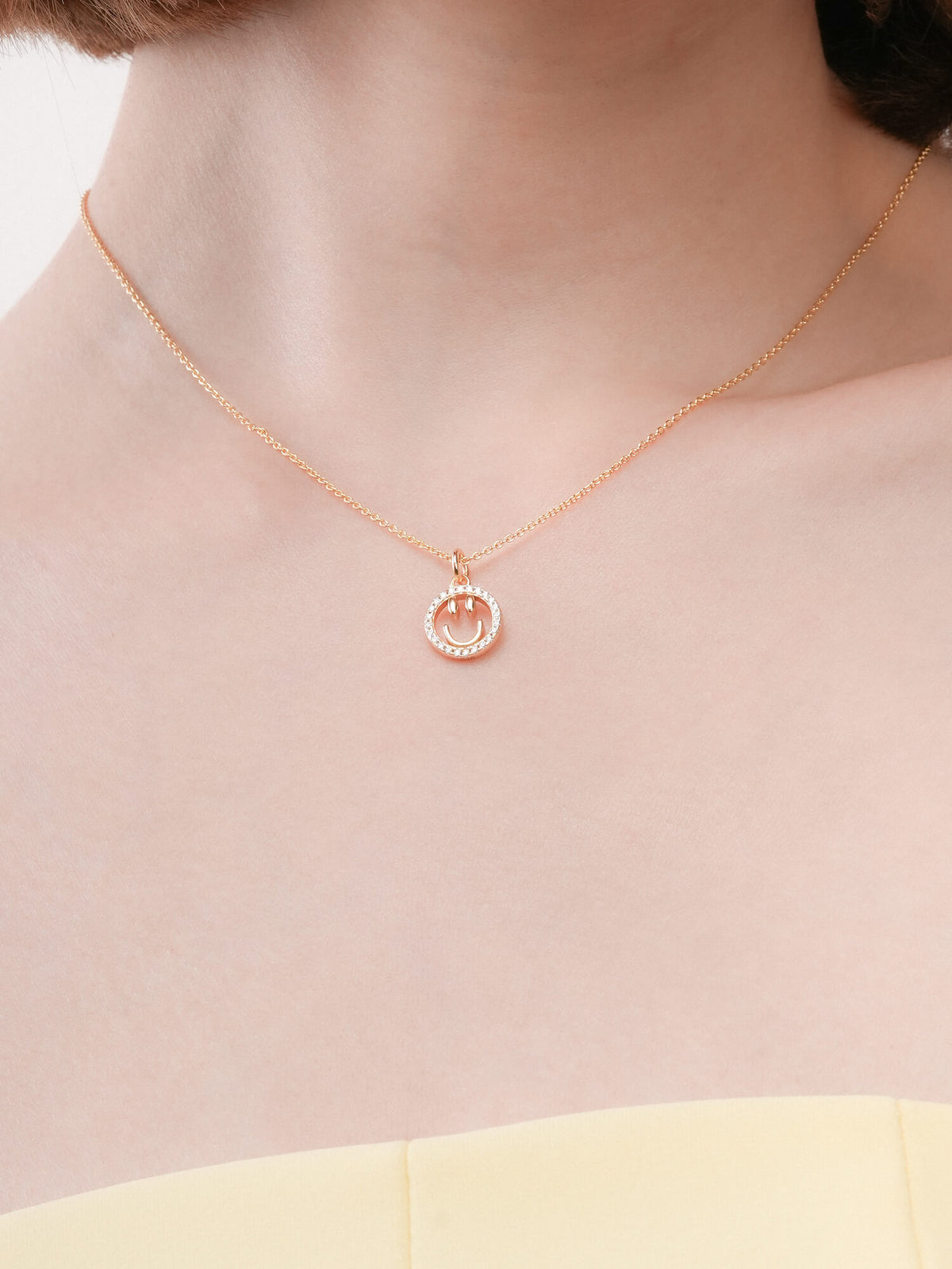 Smiley Necklace Reversible Enamel Moissanite 18K Gold (4) – Mondays Made Flower & Birthstone Jewelry Singapore