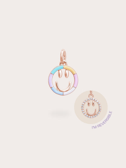 Smiley Face Charm Reversible Enamel Moissanite 18K Rose Gold (5) – Mondays Made Flower & Birthstone Jewelry Singapore