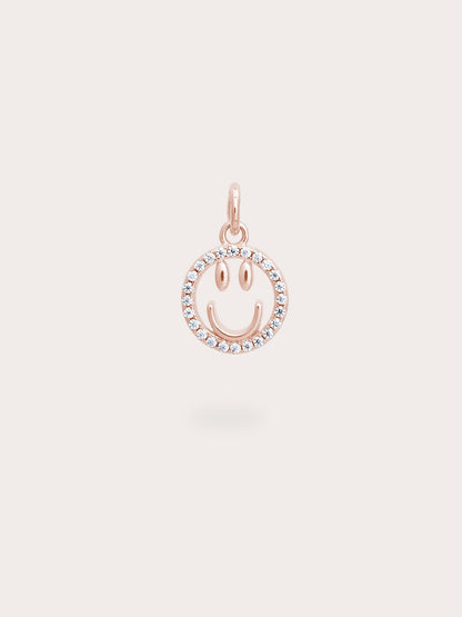 Smiley Face Charm Reversible Enamel Moissanite 18K Rose Gold (3) – Mondays Made Flower & Birthstone Jewelry Singapore