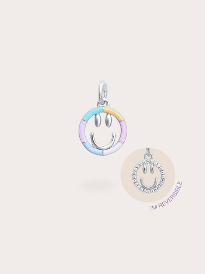 Smiley Face Charm Reversible Enamel Moissanite S925 Silver Rhodium (6) – Mondays Made Flower & Birthstone Jewelry Singapore