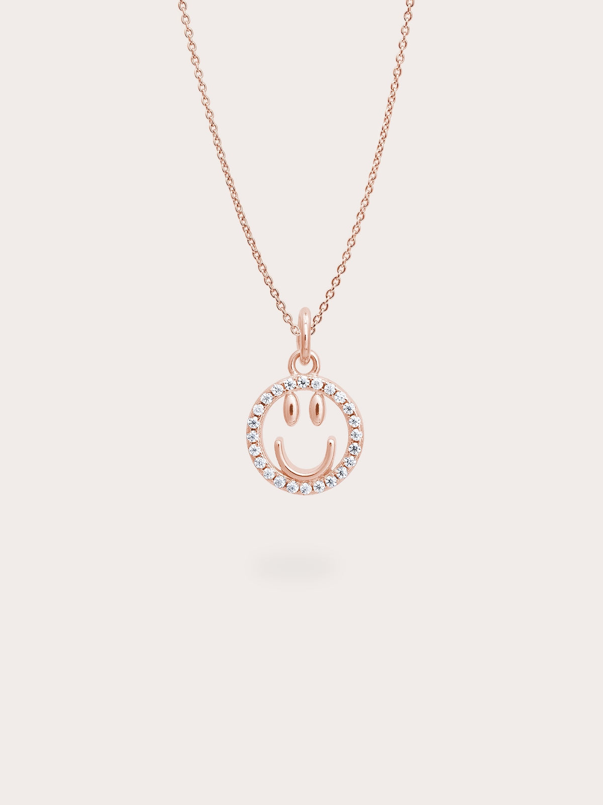 Smiley Face Necklace Reversible Enamel Moissanite 18K Rose Gold (1) – Mondays Made Flower & Birthstone Jewelry Singapore