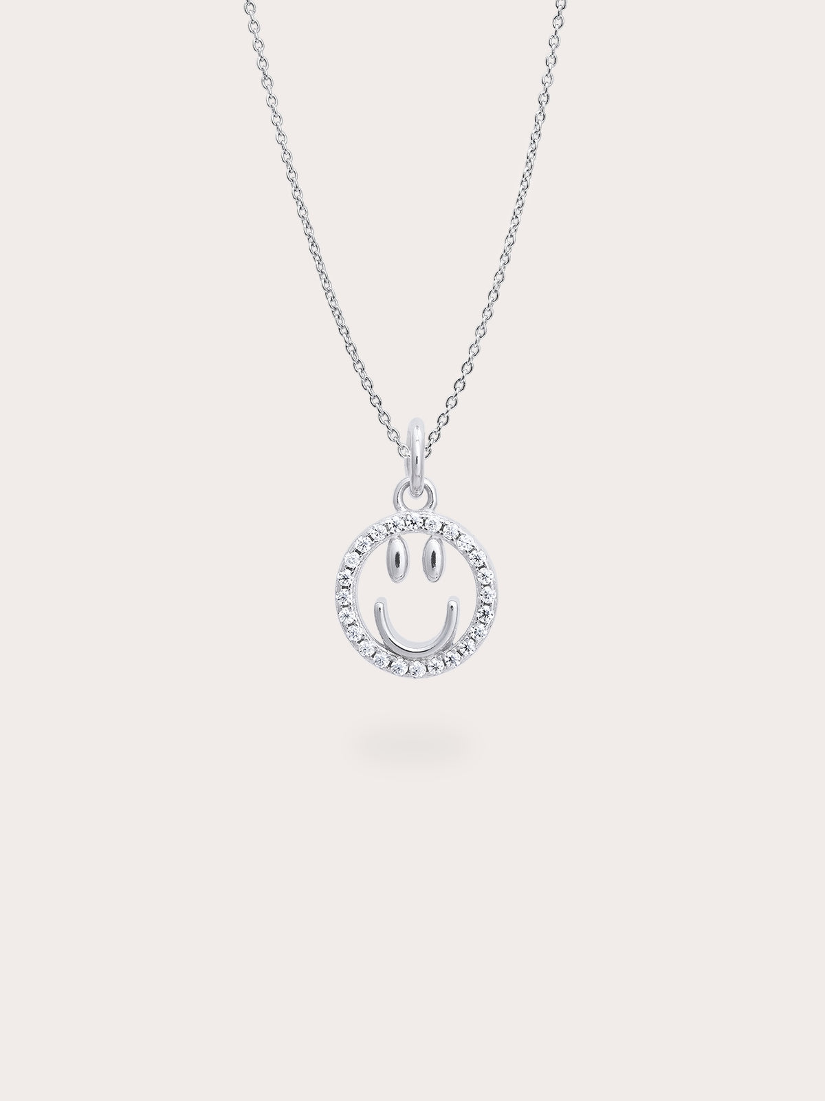 Smiley Face Necklace Reversible Enamel Moissanite S925 Silver Rhodium (1) – Mondays Made Flower & Birthstone Jewelry Singapore