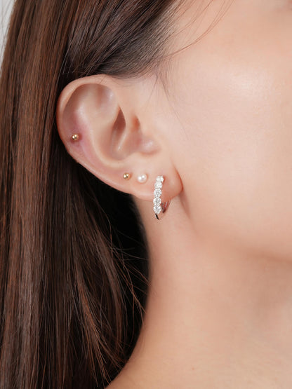 Snowfall White Moissanite Reversible Huggie Earrings S925 Silver Rhodium (4) – Mondays Made Flower & Birthstone Jewelry Singapore