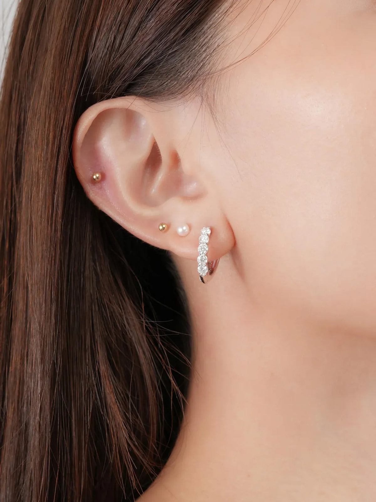 Snowfall White Moissanite Reversible Huggie Earrings