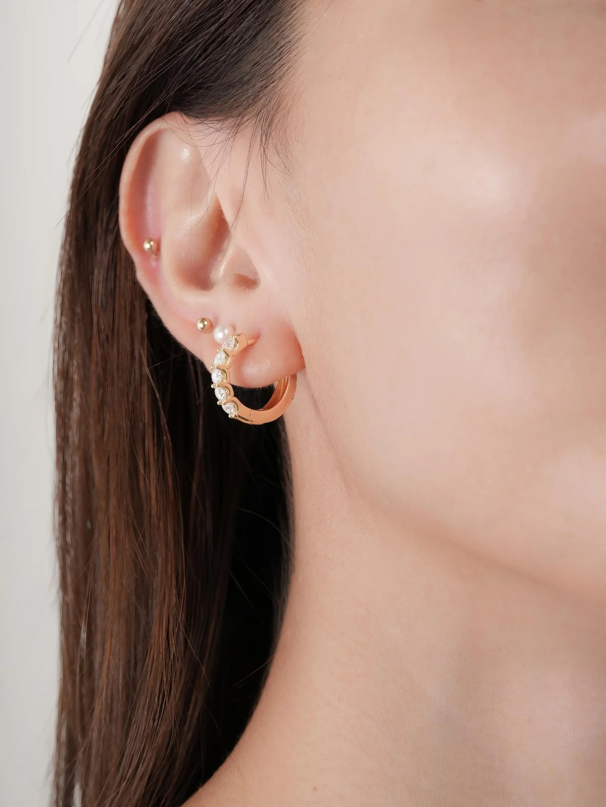 Snowfall White Moissanite Reversible Huggie Earrings
