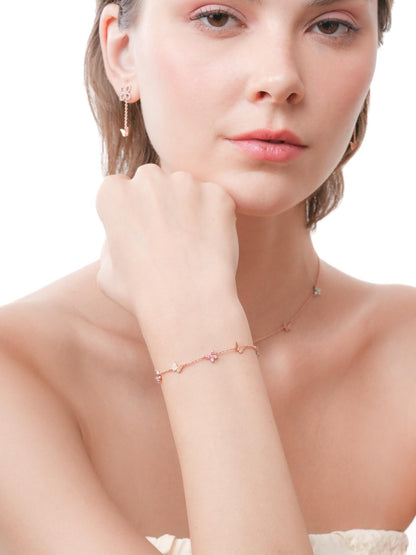 Soft Flutter Butterfly Charm Bracelet Spring Pastels 18K Rose Gold (5) – Mondays Made Flower & Birthstone Jewelry Singapore