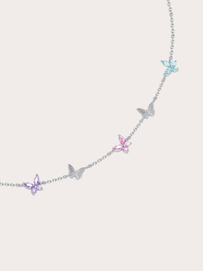 Soft Flutter Butterfly Charm Bracelet Spring Pastels S925 Silver Rhodium (4) – Mondays Made Flower & Birthstone Jewelry Singapore