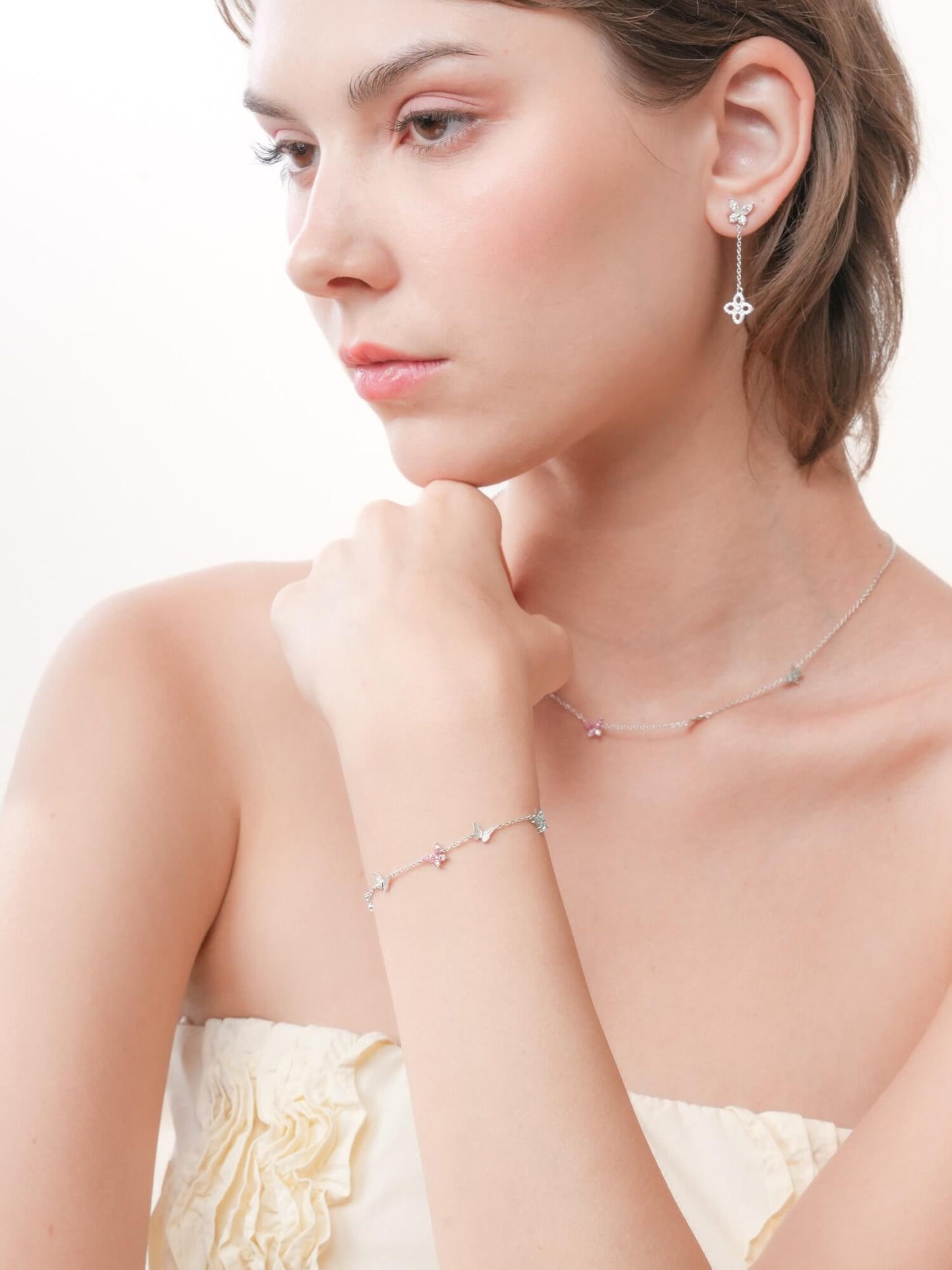 Soft Flutter Butterfly Charm Bracelet - Spring Pastels